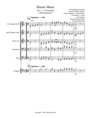 Heroic Music - No. 5. L'Armement (Bb) (Brass Quintet - 2 Trp, 1 Hrn, 1 Trb, 1 Tuba, Timp)