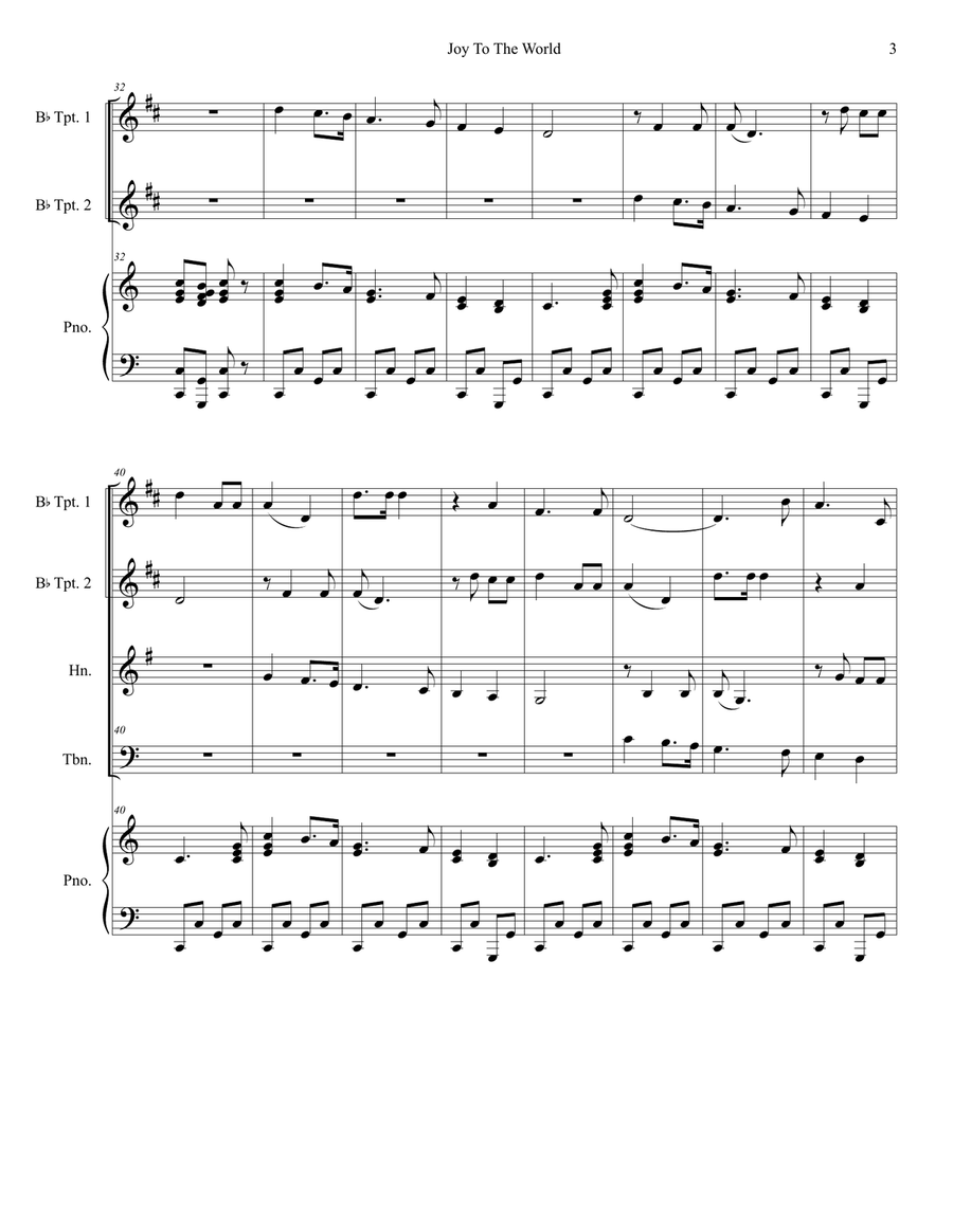 Joy To The World (for Brass Quartet and Piano) Brass Quartet scores gallery preview page 4