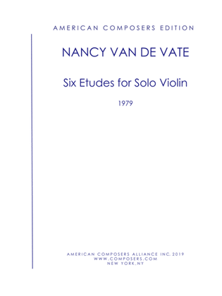 Book cover for [Van de Vate] Six Etudes for Solo Violin