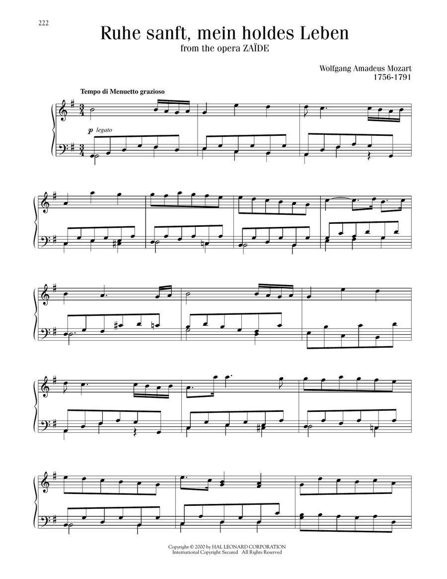 Ruhe Sanft, Mein Holdes Leben Piano Solo scores gallery preview page 1