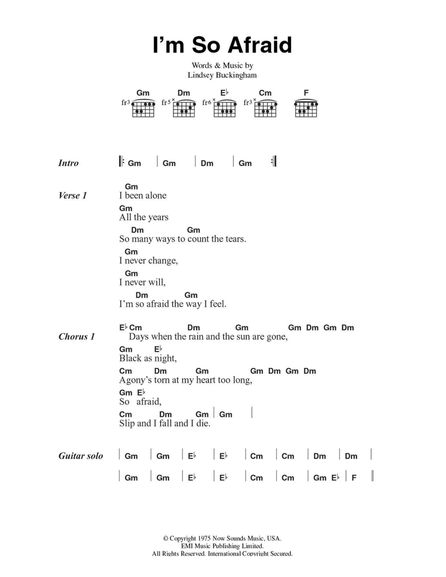 I'm So Afraid Easy Guitar scores gallery preview page 1