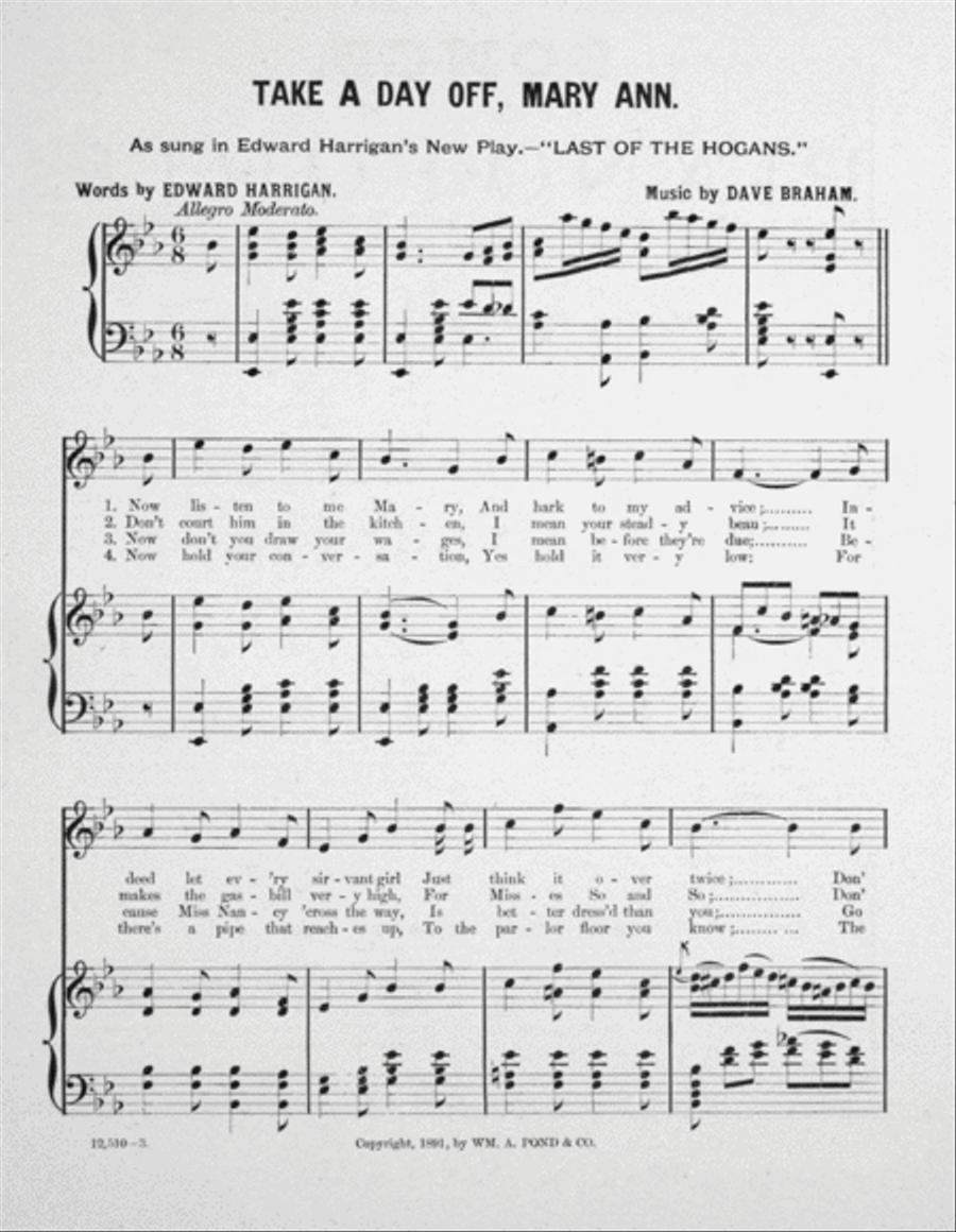Take a Day Off, Mary Ann. Song Voice scores gallery preview page 2
