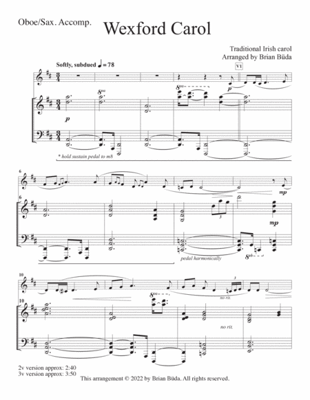 Wexford Carol - Oboe/Soprano Sax. solo image number null