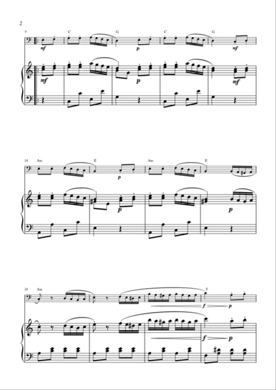 W. A. Mozart - Turkish March (Alla Turca) for Cello and Piano Piano scores gallery preview page 2