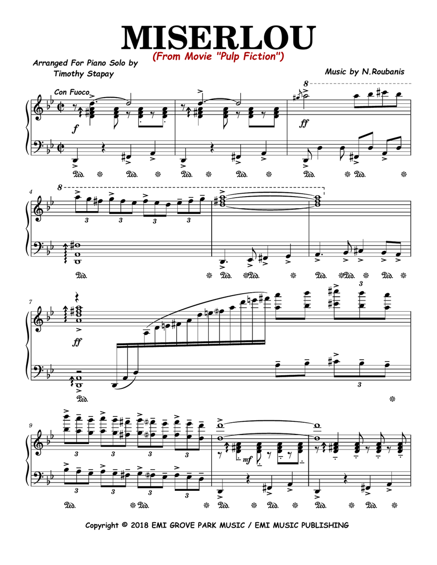 Misirlou (instr & Original Greek Lyr Version) Piano Solo scores gallery preview page 1