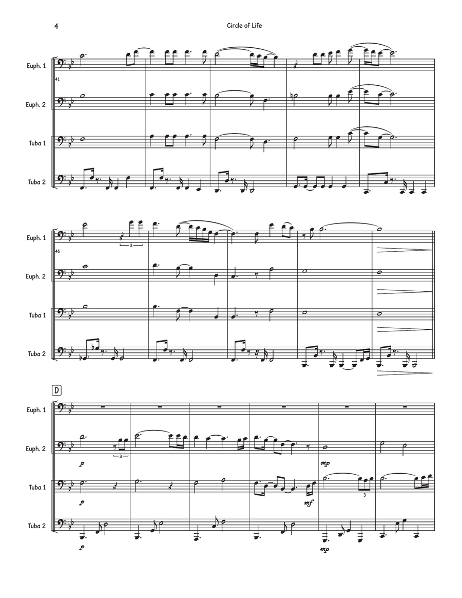 Circle Of Life Circle Of Life Brass Quartet scores gallery preview page 4