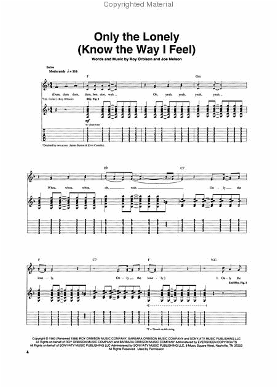 Roy Orbison - Black & White Night Electric Guitar scores gallery preview page 2