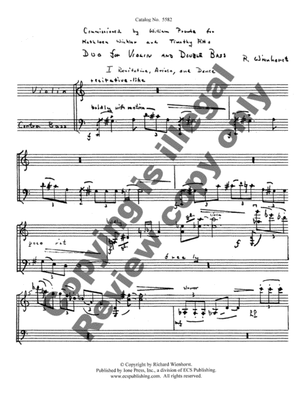 Duo for Violin and Double Bass (Score & Parts)