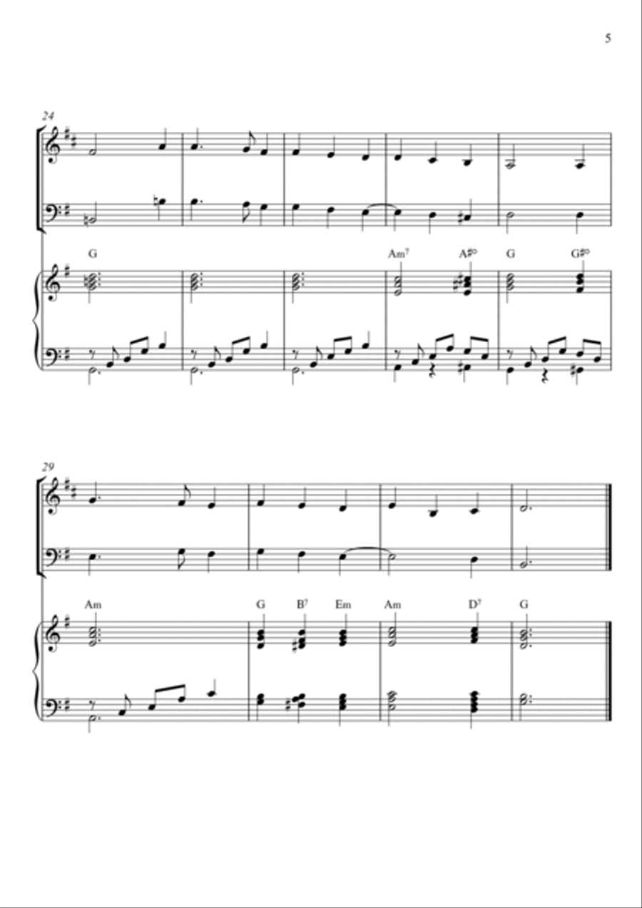 Traditional - Away In A Manger (Trio Piano, French Horn and Double Bass) with chords Small Ensemble scores gallery preview page 5