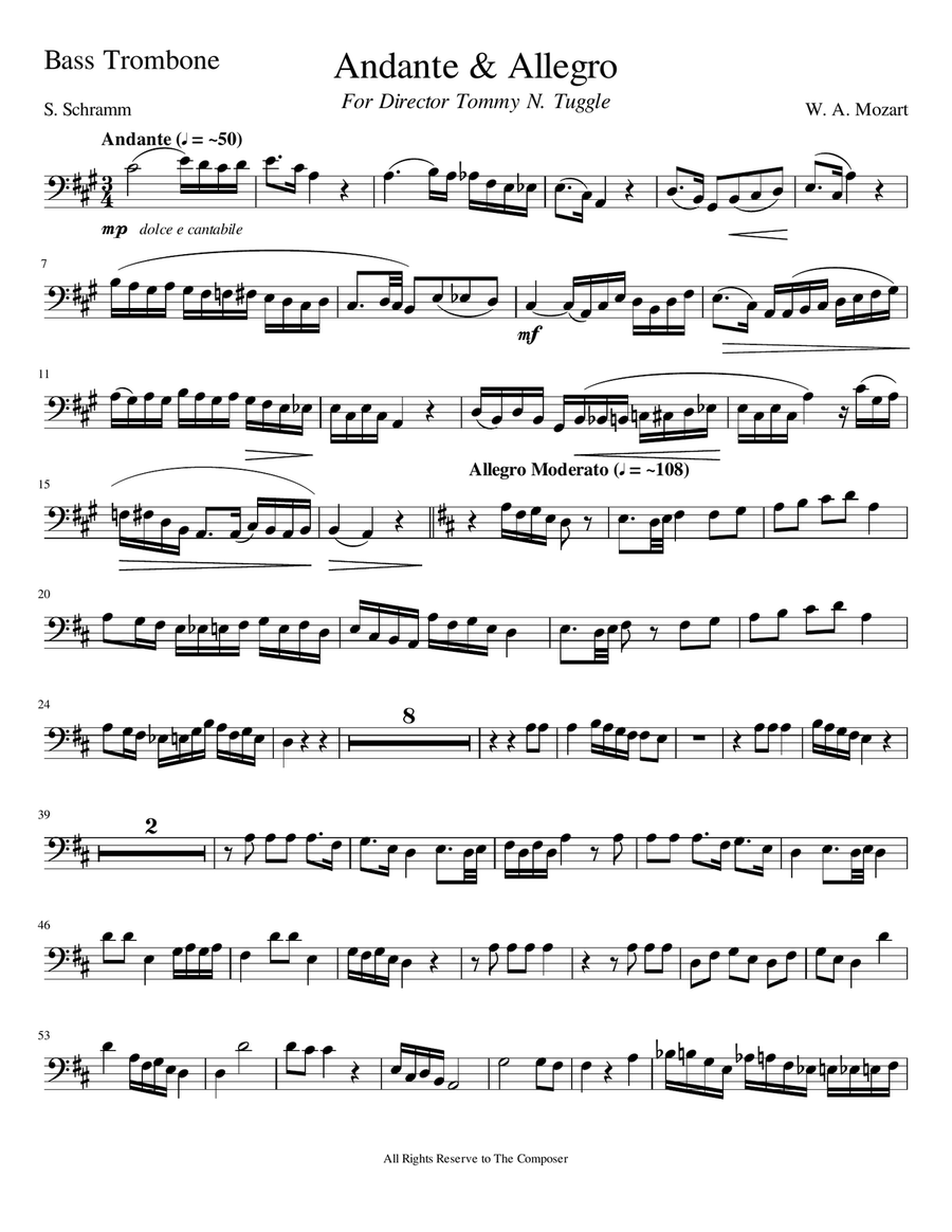 Andante & Allegro Trombone Duet scores gallery preview page 1