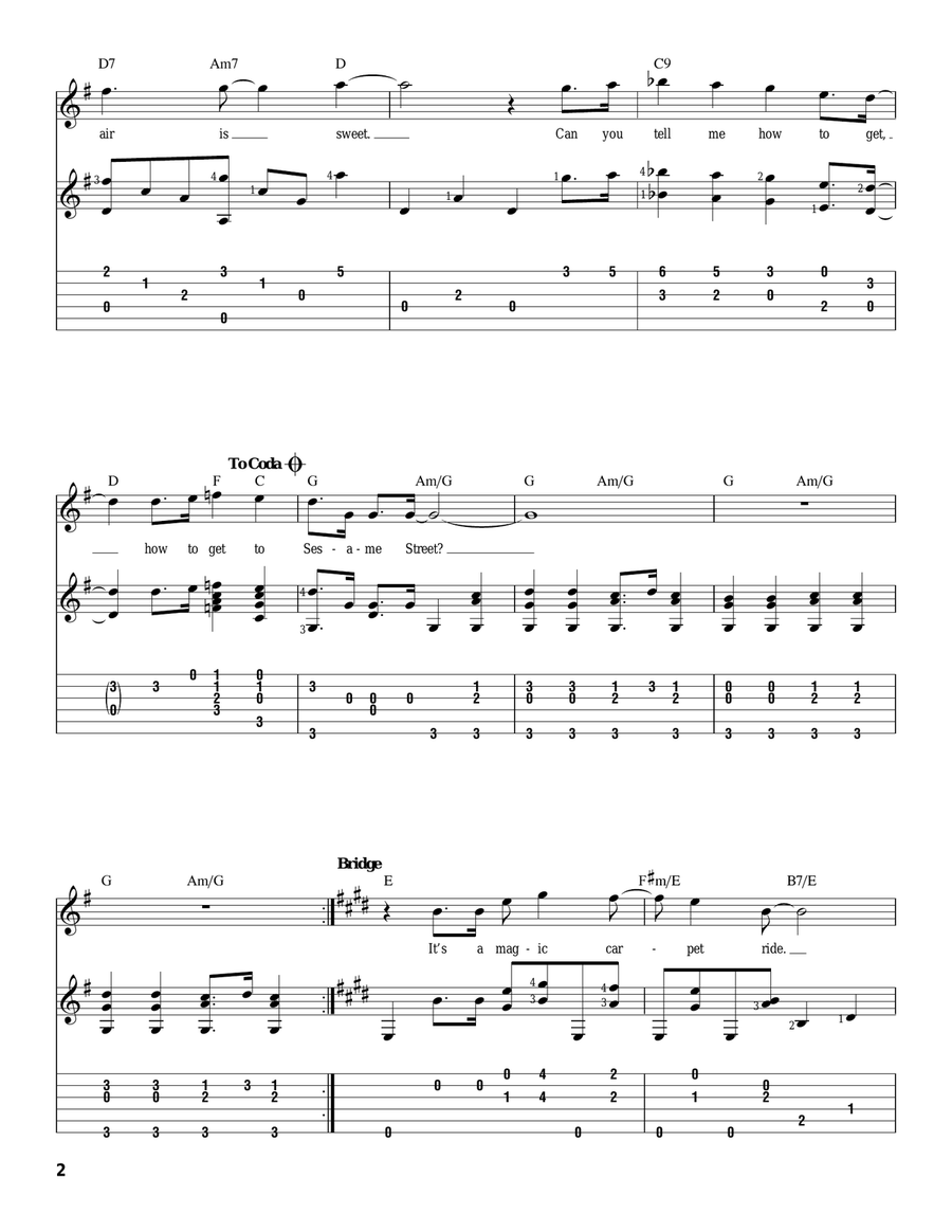 Sesame Street Theme Guitar Solo scores gallery preview page 2