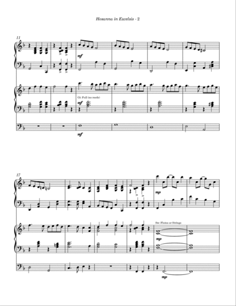 Hosanna In Excelsis (Ding Dong Merrily on High) Piano scores gallery preview page 3