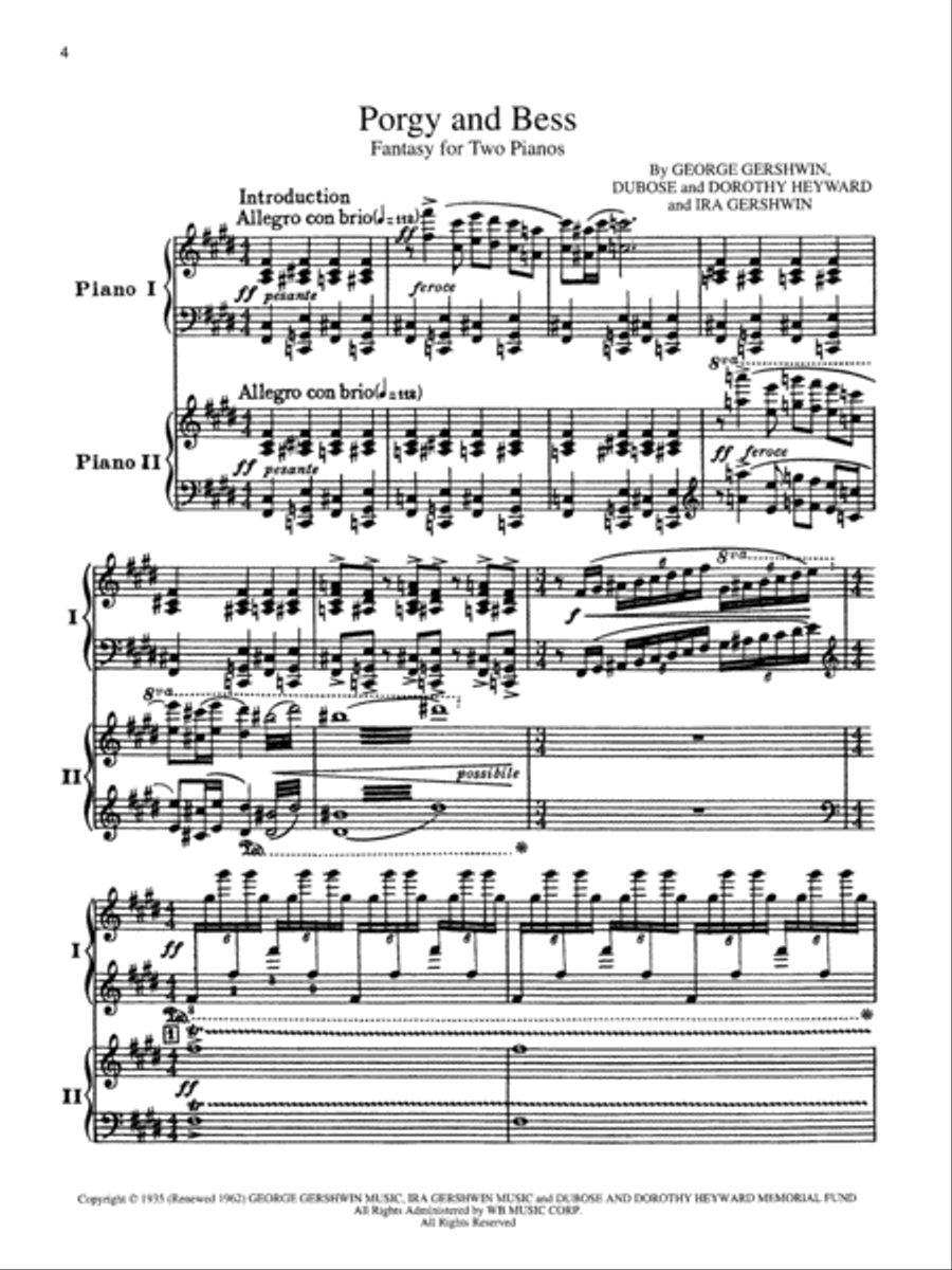 Porgy and Bess - Fantasy for Two Pianos