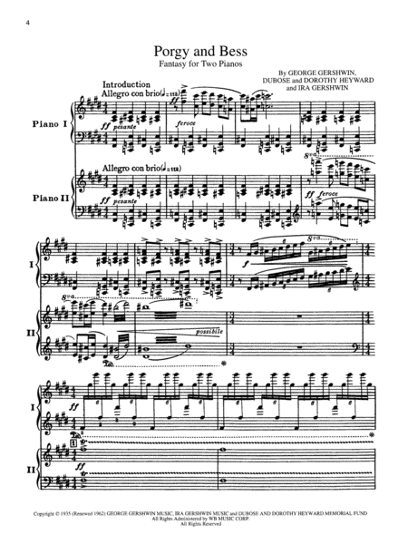 Porgy and Bess - Fantasy for Two Pianos