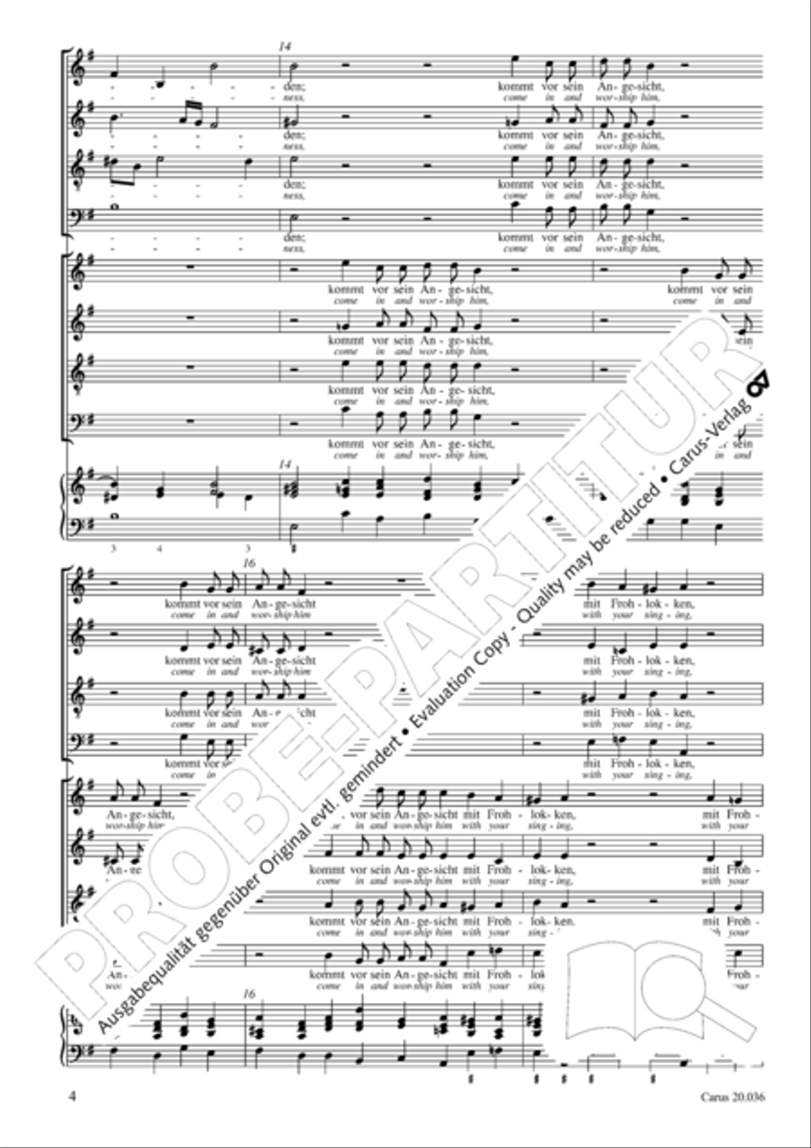 Shout to the Lord, all the earth (Jauchzet dem Herren, alle Welt) 4-Part scores gallery preview page 5