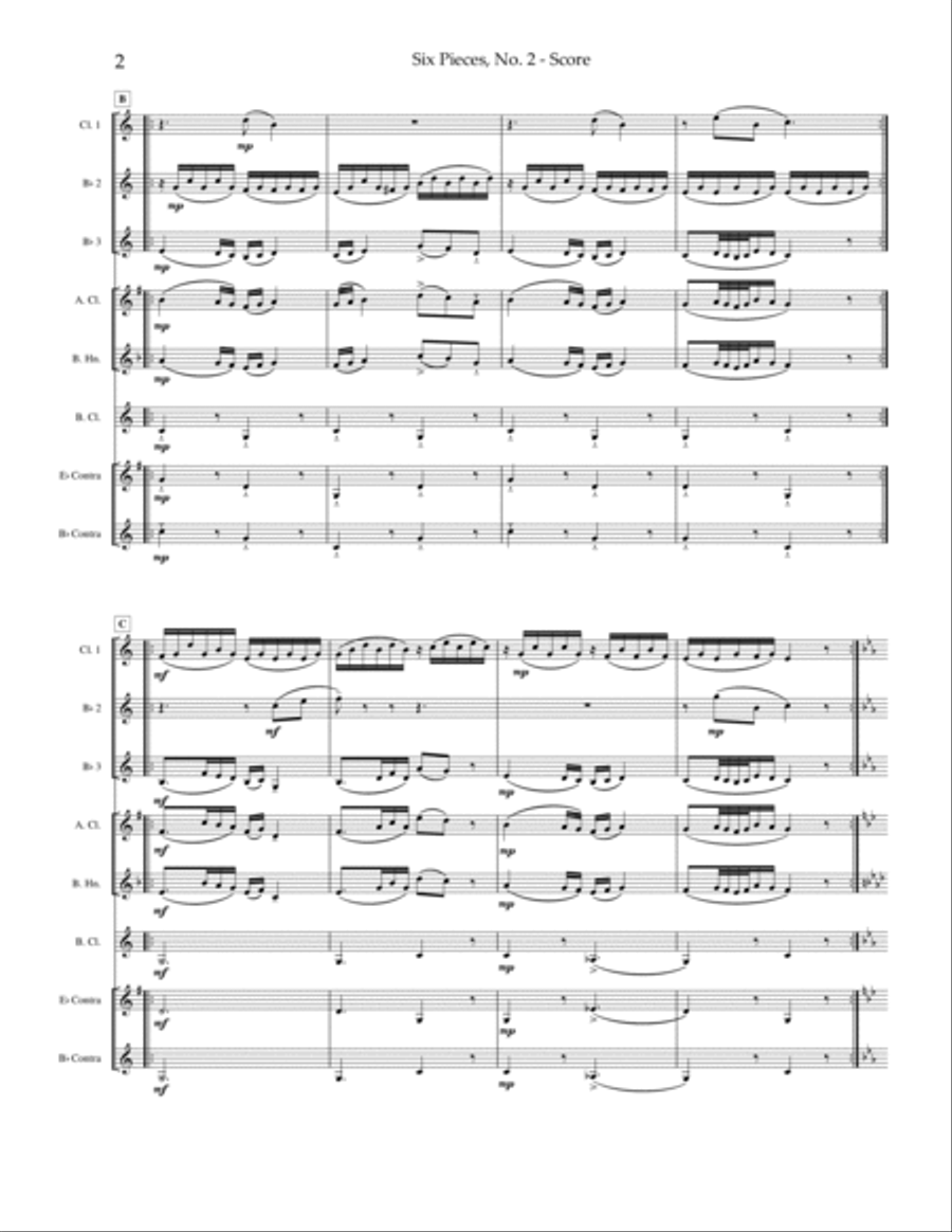 Six Pieces, No. 2 Clarinet Choir scores gallery preview page 3