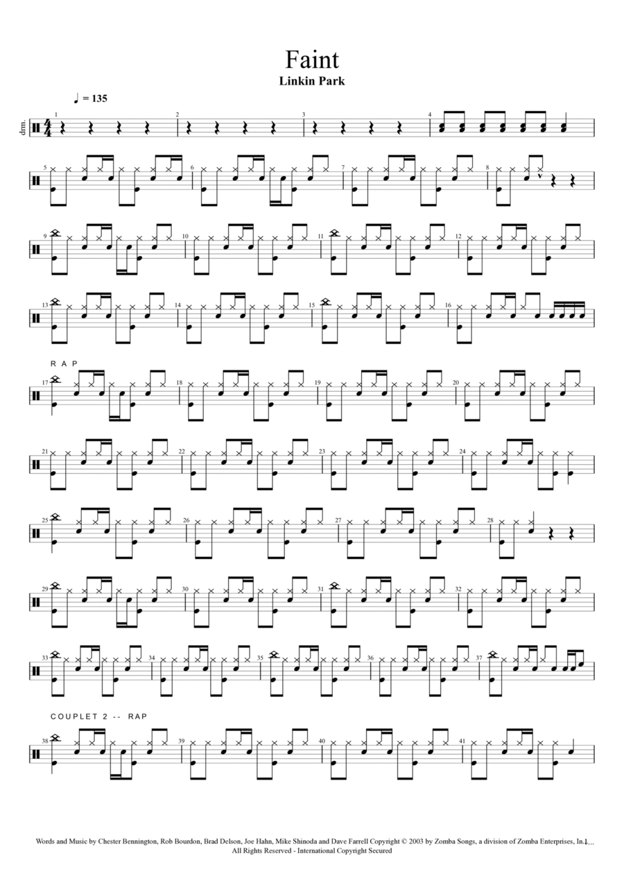 Faint Drum Set scores gallery preview page 1