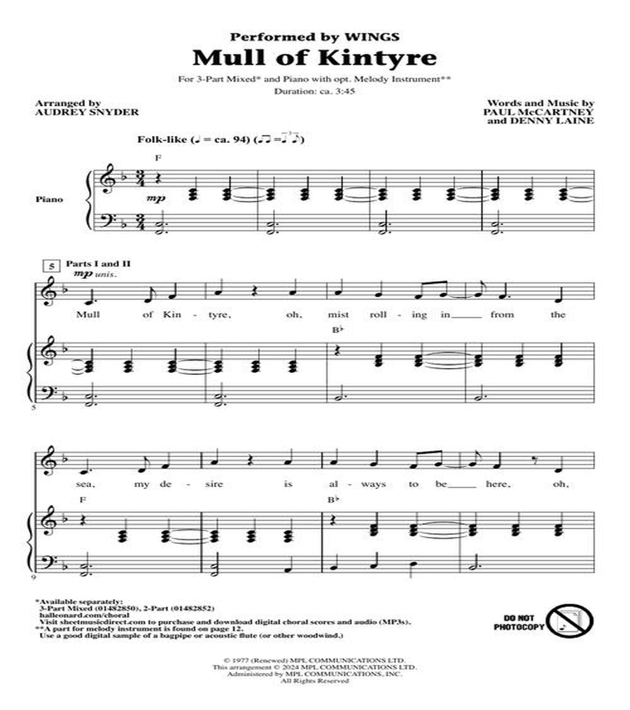 Mull of Kintyre 3-Part scores gallery preview page 3