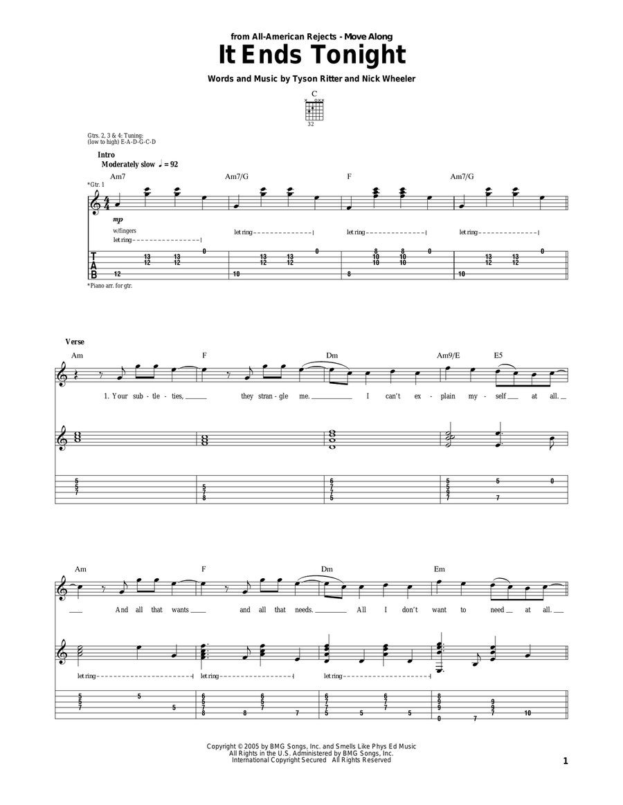 It Ends Tonight Acoustic Guitar scores gallery preview page 1