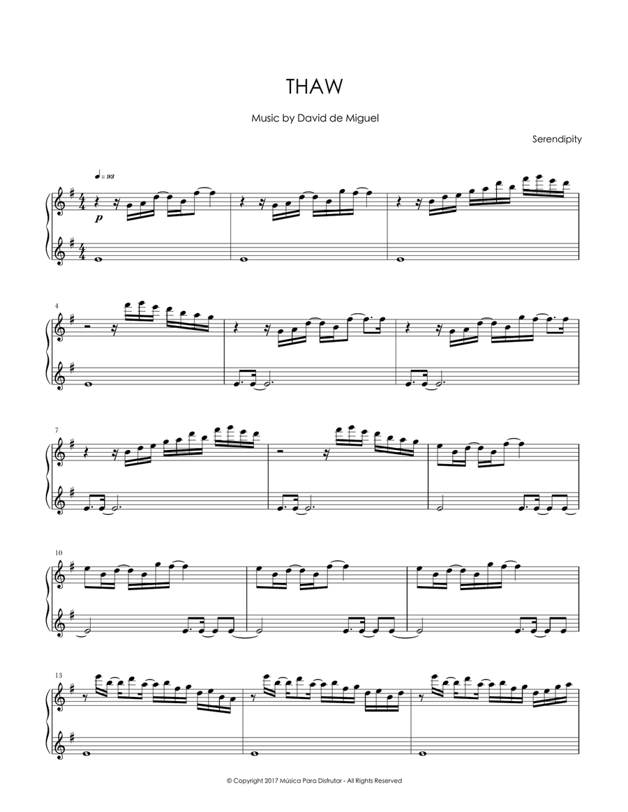 Thaw Piano Solo scores gallery preview page 1
