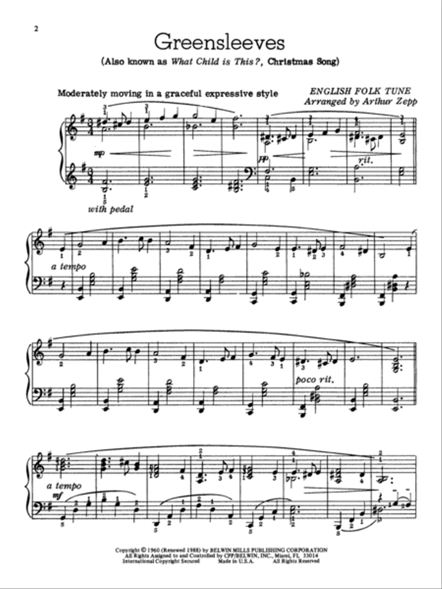Greensleeves (What Child Is This?) Piano Solo scores gallery preview page 2