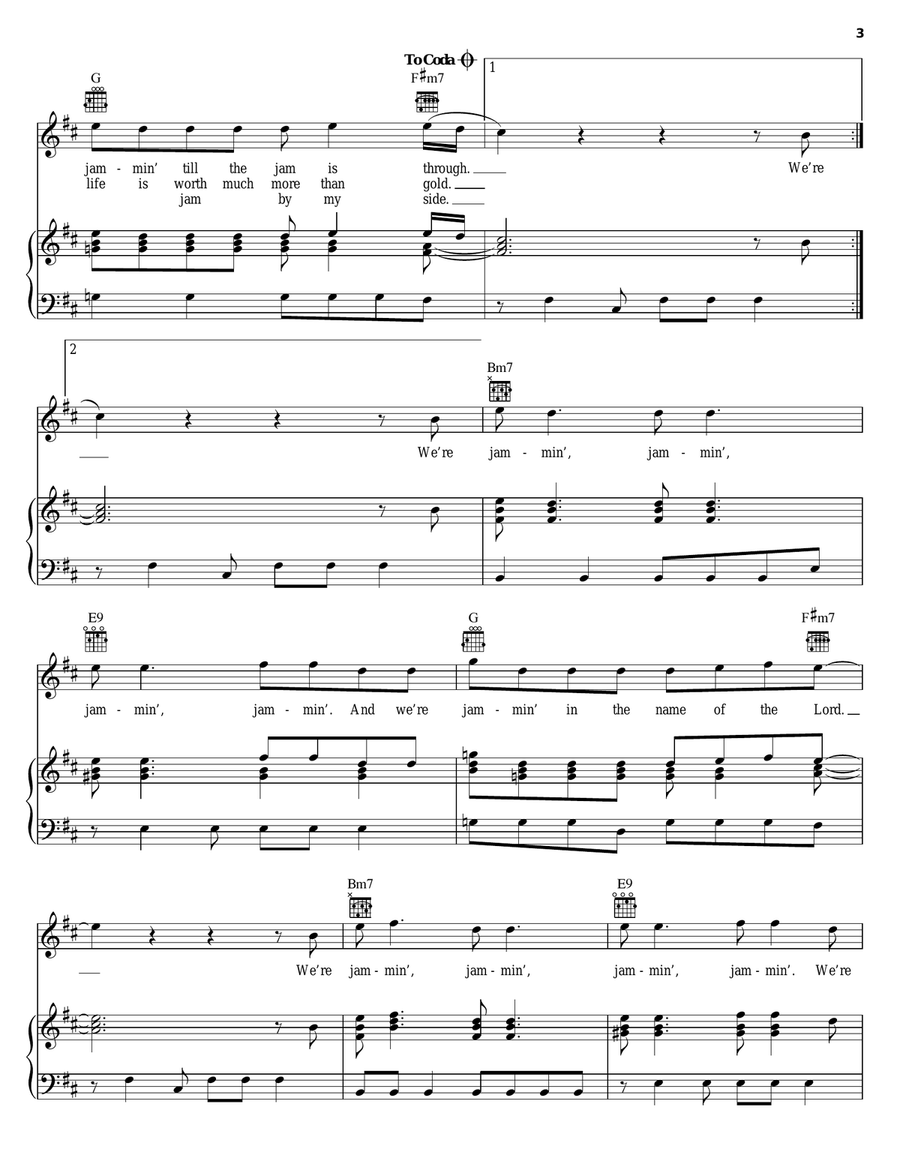 Jamming Jamming Piano, Vocal, Guitar scores gallery preview page 3