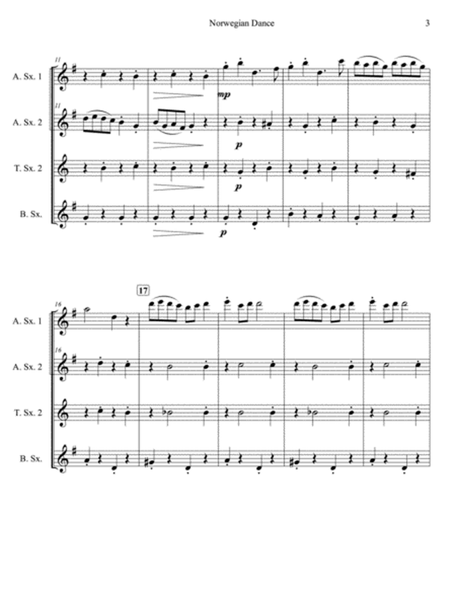 Norwegian Dance for Saxophone Quartet (SATB or AATB) image number null