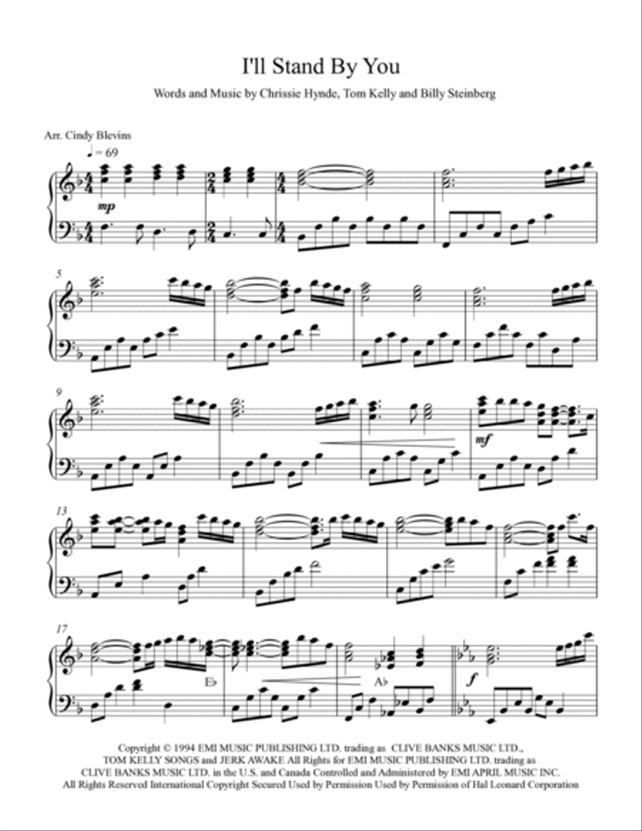 I'll Stand By You Pedal Harp scores gallery preview page 2