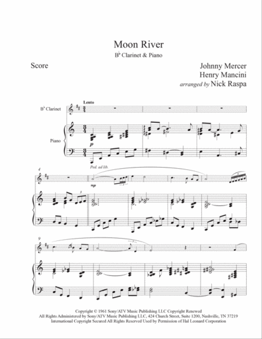 Moon River Clarinet Solo scores gallery preview page 5