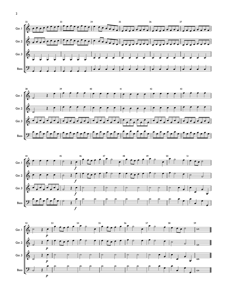 Spring from the Four Seasons Easy Guitar Trio or Ensemble Small Ensemble scores gallery preview page 2