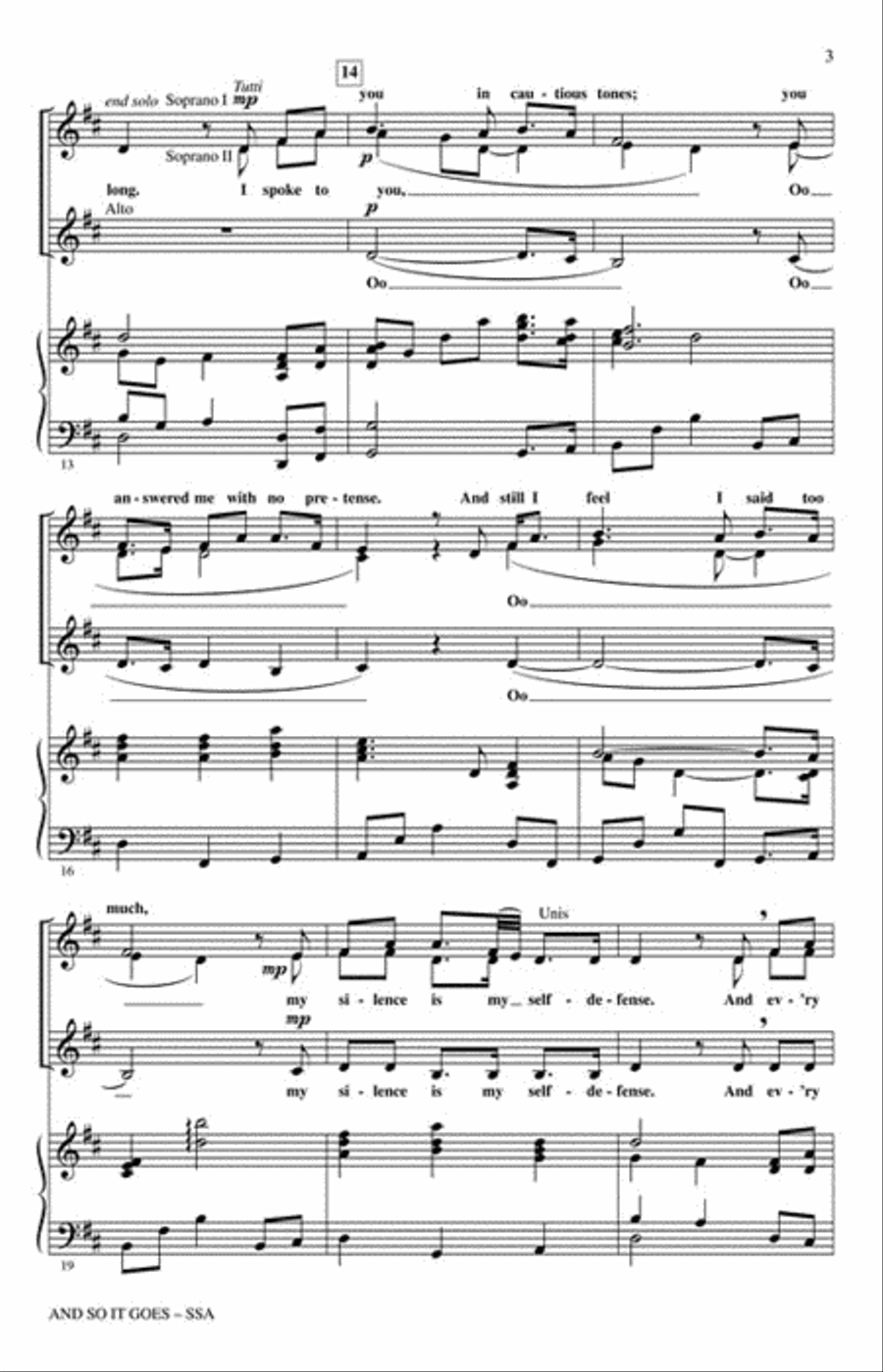 And So It Goes SSA scores gallery preview page 3