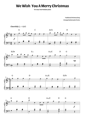 We Wish You A Merry Christmas (easy-intermediate piano – clean with chords)