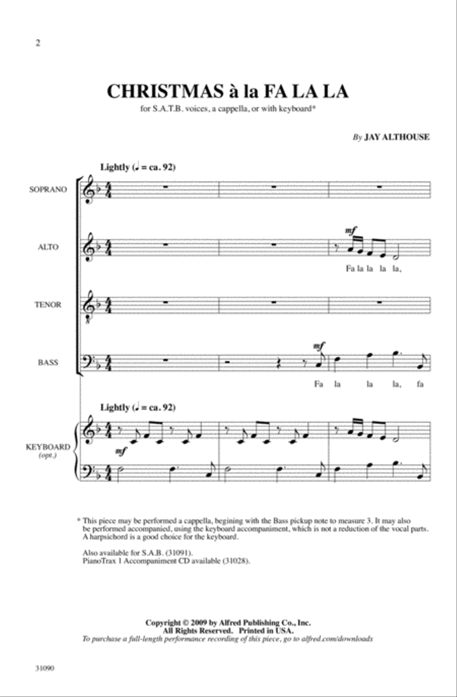 Christmas a la Fa La La 4-Part scores gallery preview page 1