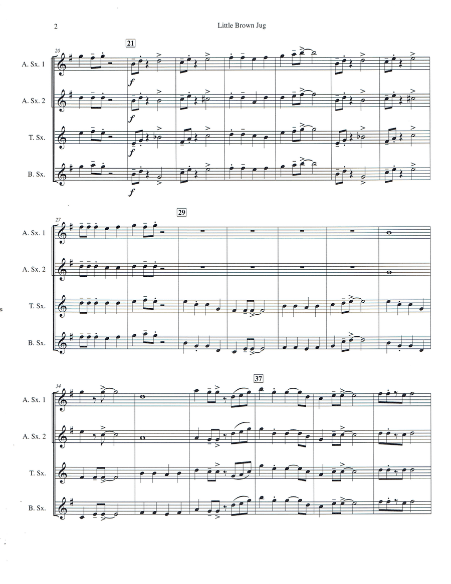 Little Brown Jug for Saxophone Quartet Saxophone Quartet scores gallery preview page 2