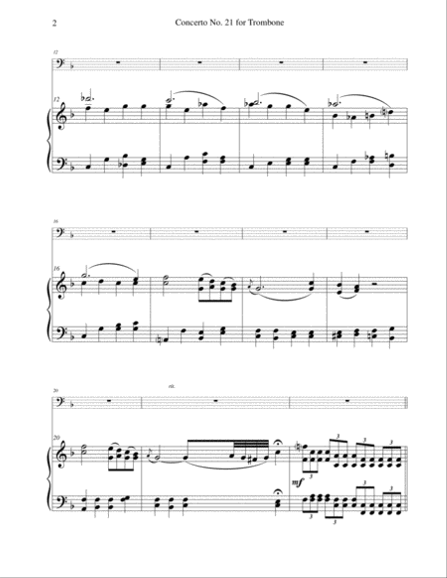 Concerto No. 21 for Solo Trombone Trombone Solo scores gallery preview page 2