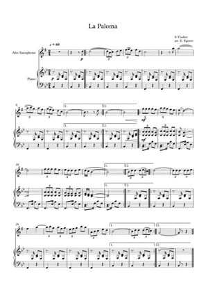 La Paloma, Sebastian Yradier, For Alto Saxophone & Piano