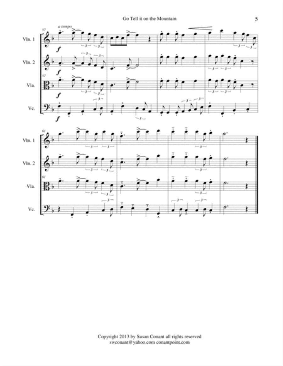 Go Tell it on the Mountain String Quartet scores gallery preview page 5