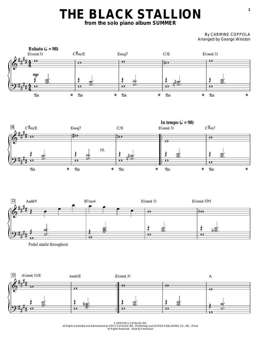 The Black Stallion Piano Solo scores gallery preview page 1