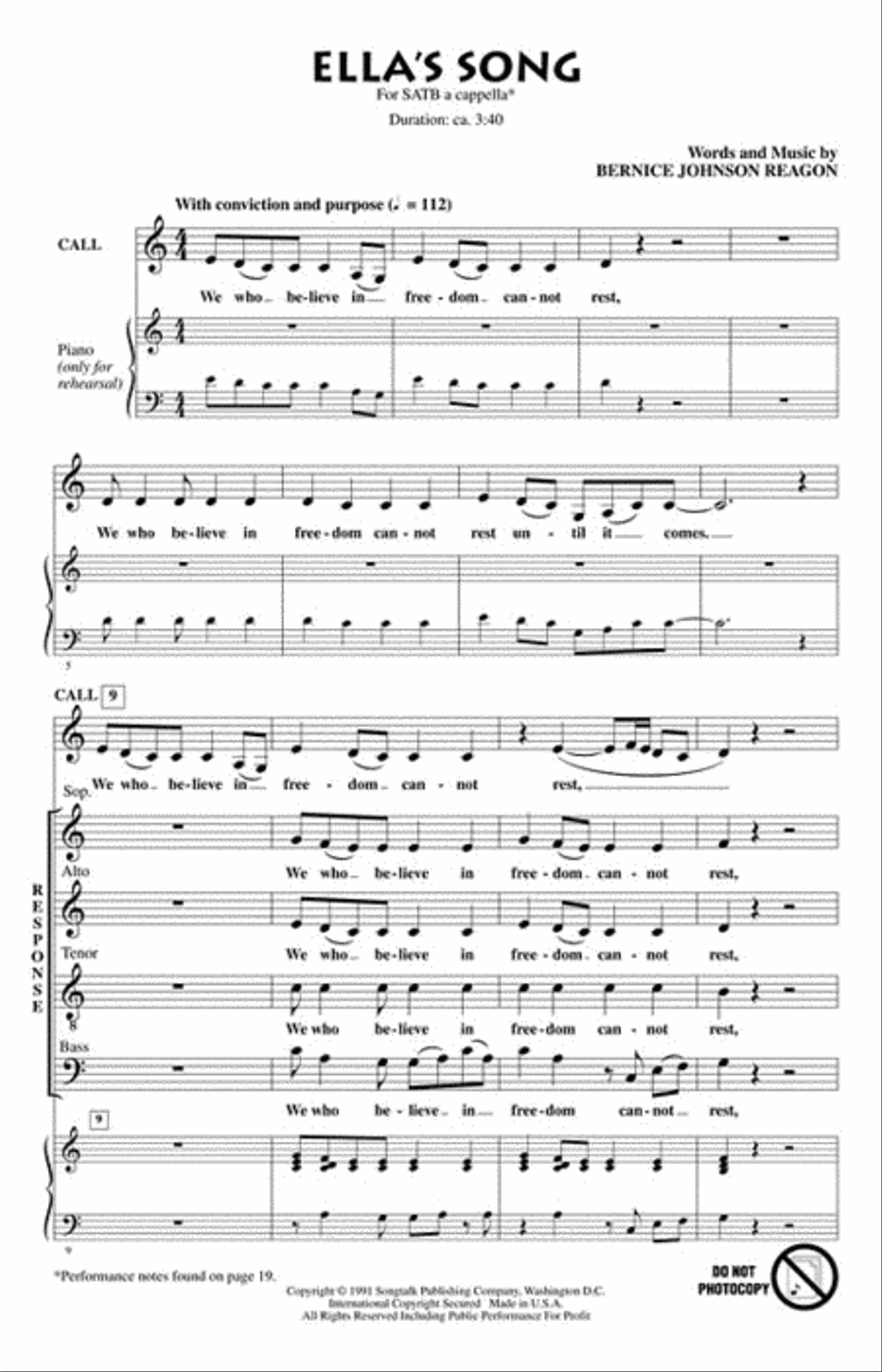 Ella's Song 4-Part scores gallery preview page 2