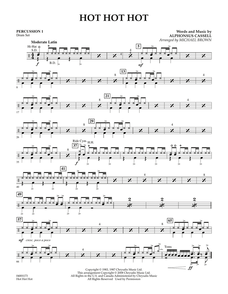 Hot Hot Hot - Percussion 1 Concert Band scores gallery preview page 1