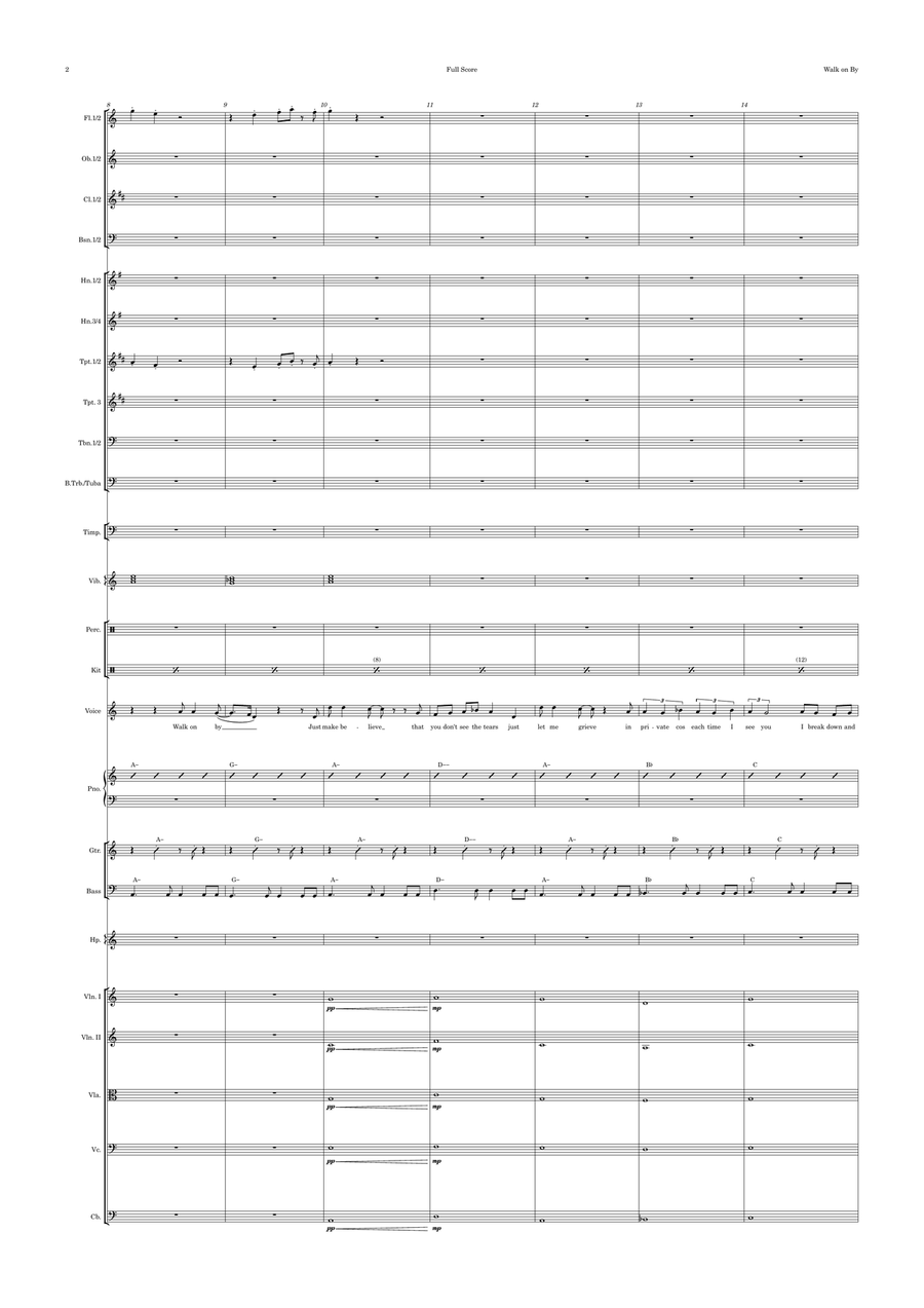 Walk On By Full Orchestra scores gallery preview page 2