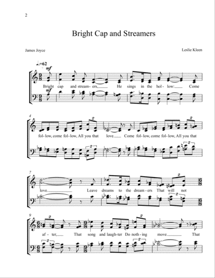 Bright Cap and Streamers for SATB a cappella 4-Part scores gallery preview page 2
