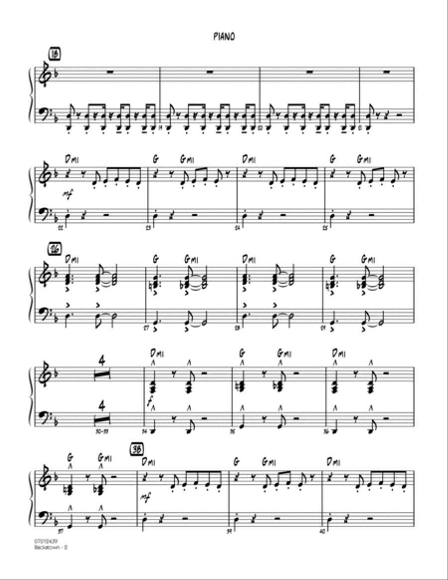 Backatown - Piano Backatown - Piano Jazz Ensemble scores gallery preview page 2