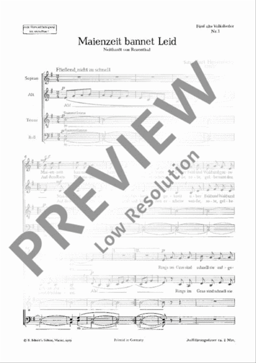 Fünf alte Volkslieder Mixed Choir scores gallery preview page 2