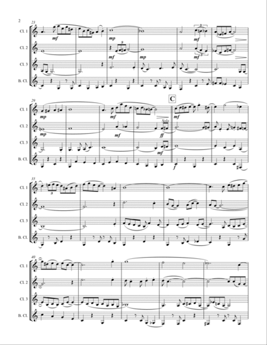 A Closer Walk With Thee (for Clarinet Quartet) Clarinet Quartet scores gallery preview page 3