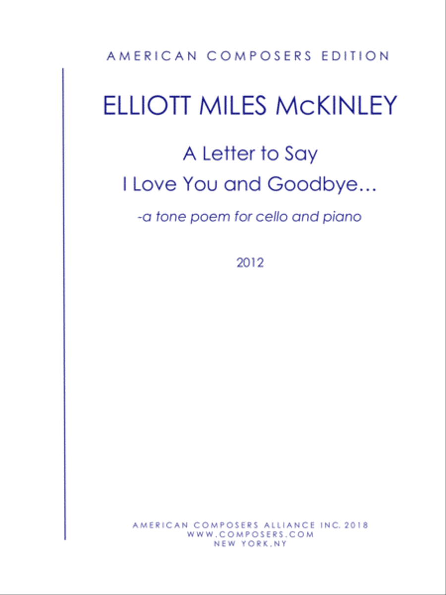 [McKinley] A Letter to Say I Love You and Goodbye... Piano scores gallery preview page 1