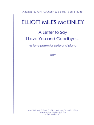 Book cover for [McKinley] A Letter to Say I Love You and Goodbye...