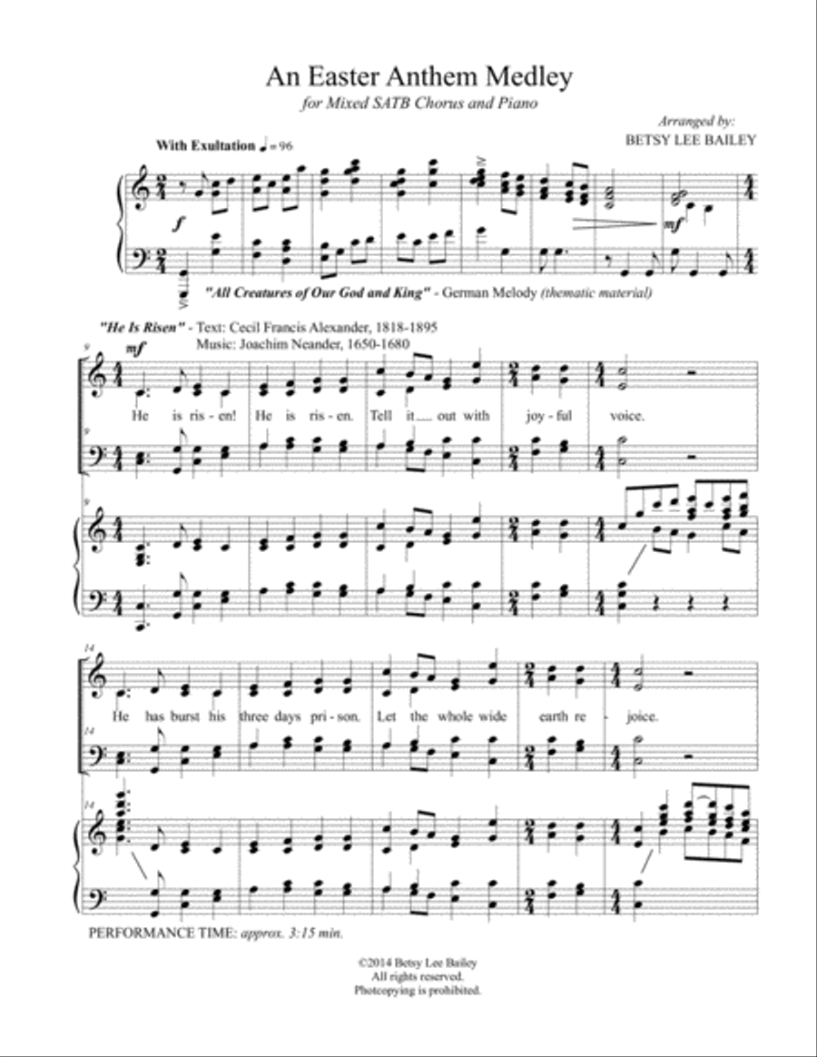 An Easter Anthem Medley 4-Part scores gallery preview page 2