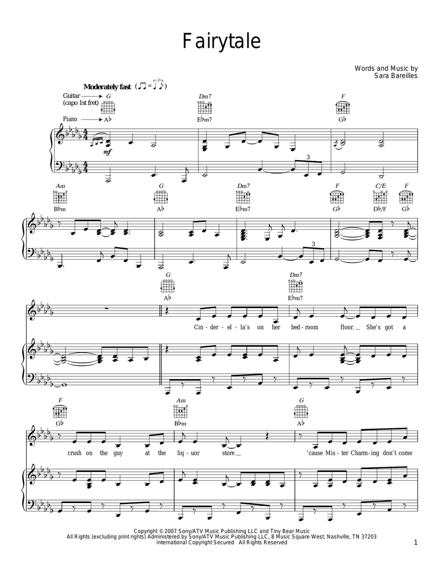 Fairytale Fairytale Piano, Vocal, Guitar scores gallery preview page 1