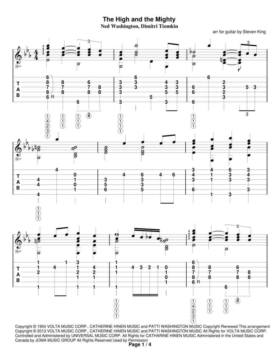 The High And The Mighty Guitar Solo scores gallery preview page 1
